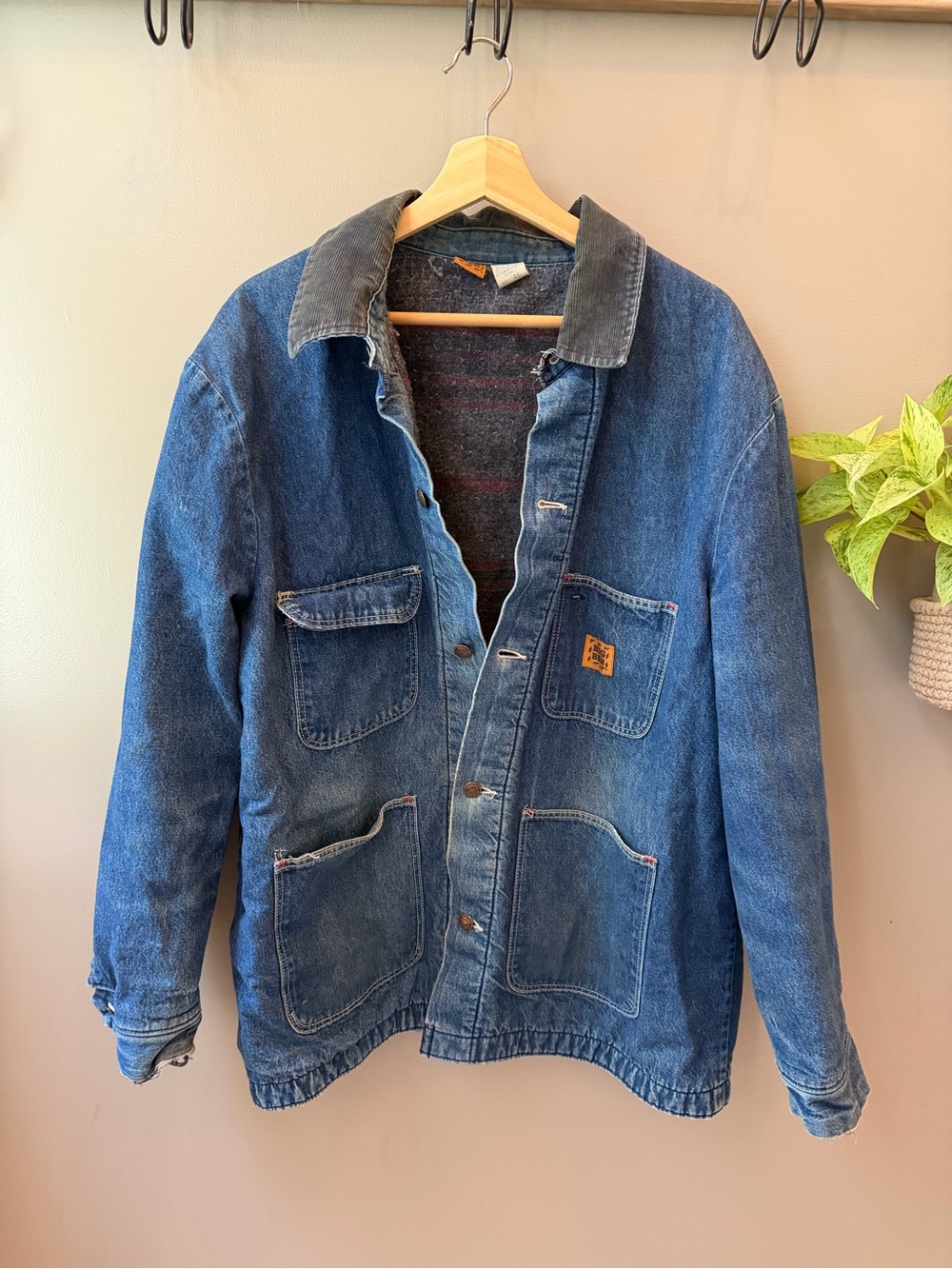 Big Ben by Wrangler Denim Work Jacket with Corduroy Collar + Blanket Lining